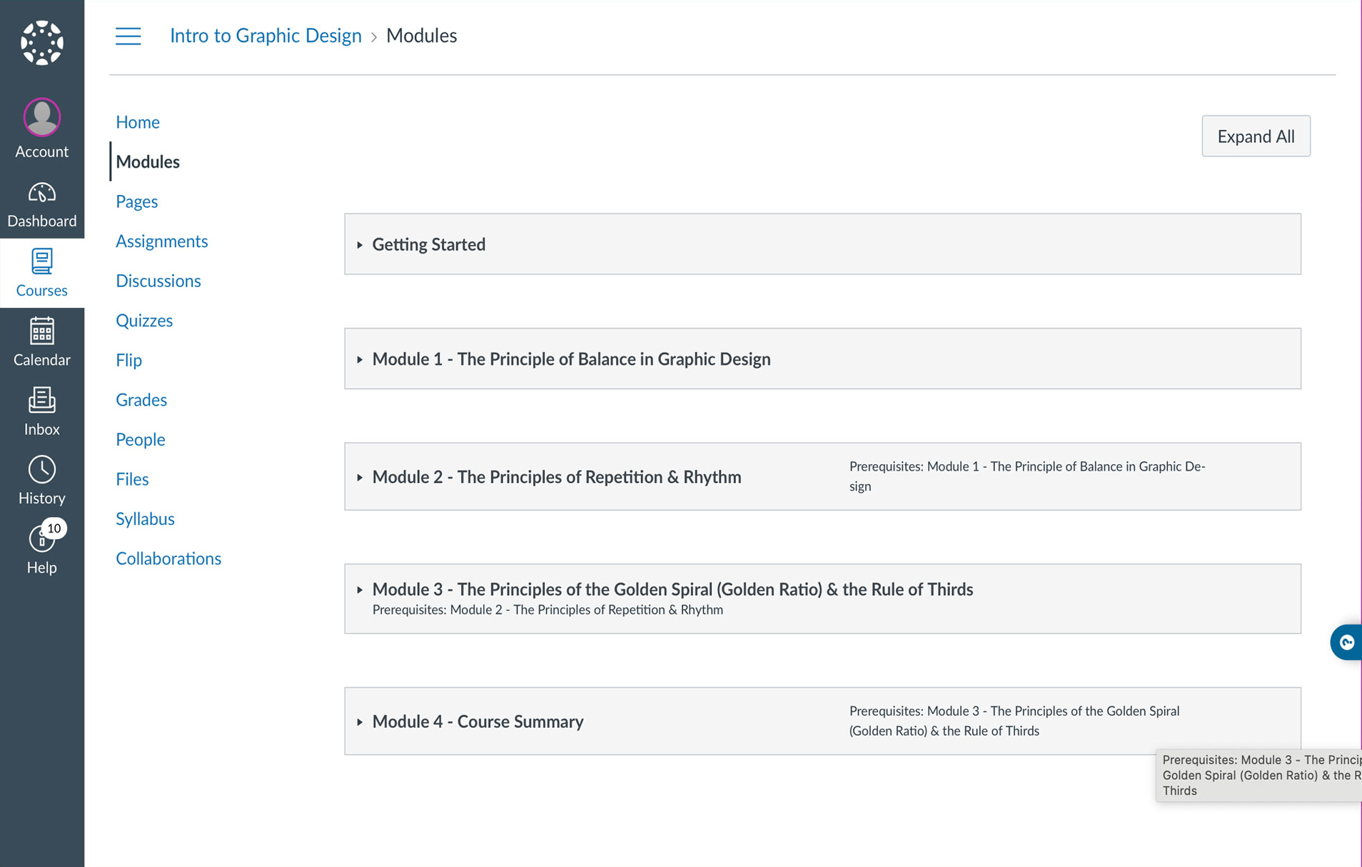 Canvas Intro to Graphic Design Course Image