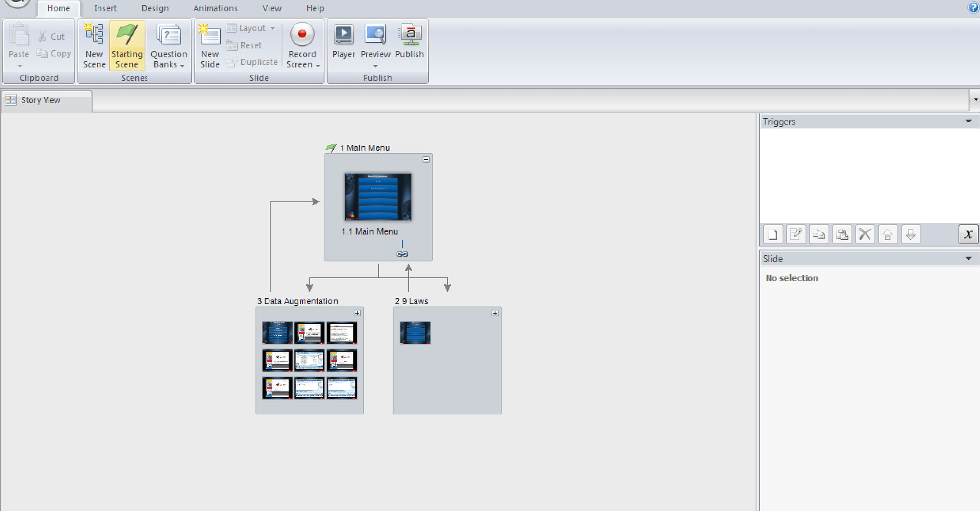 NDE-Storyline Screen shot of Articule Storyline while working on NDE Rule 15 certification modules.